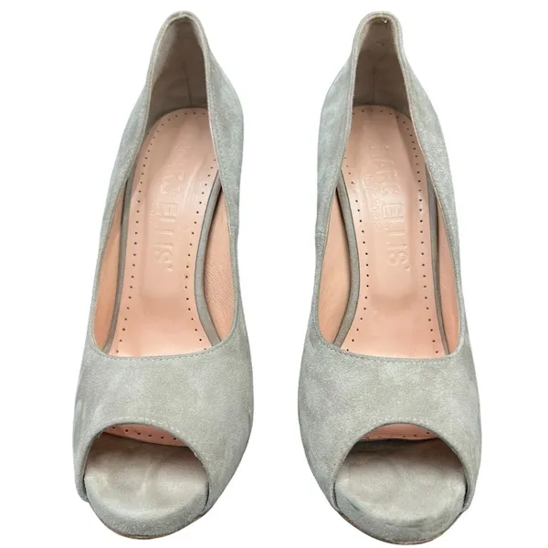 Marc Ellis New York Peep Toe Suede High Heels in light gray size 39 (US 9) - Image 11