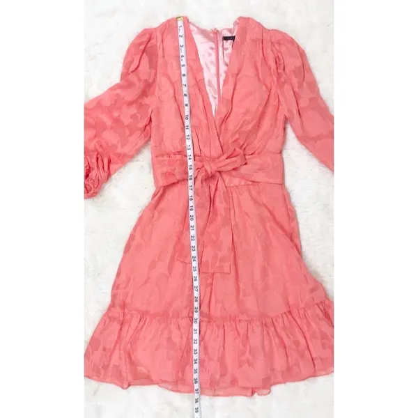 ALEX MARIE Long Sleeve Chiffon Dress‎ Size 2 Coral Wedding Guest Cocktail Party - Image 11
