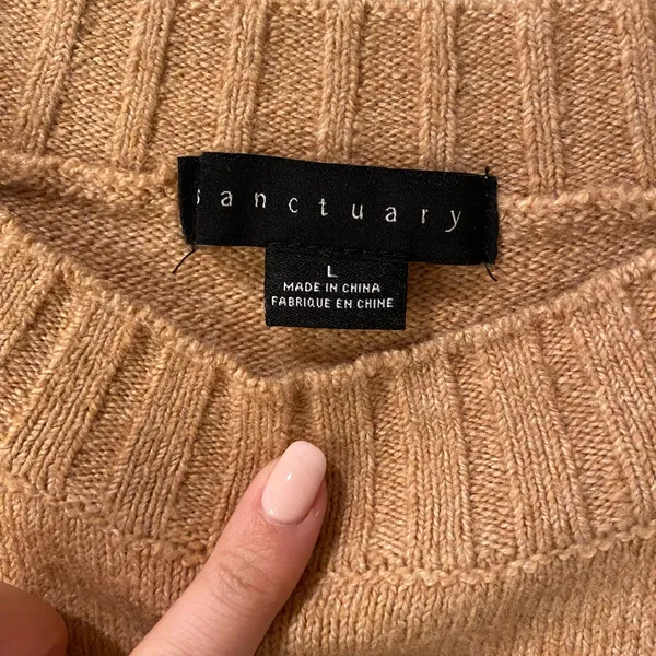 Sanctuary- Tan Button-Shoulder Sweater- Size Large - Image 3