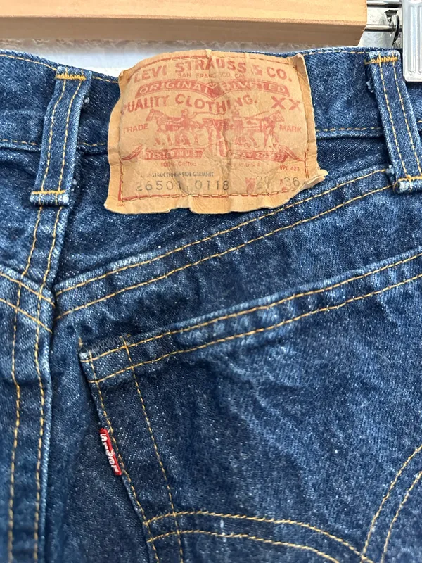 vintage levi’s 501s xx 80s straight leg slim fit dark blue wash denim jean USA - Image 5
