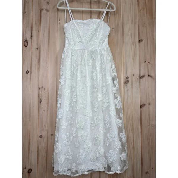 NWT Lulus Delightful Charisma White Embroidered Sequin Mesh Midi Dress Glam Sz S - Image 3