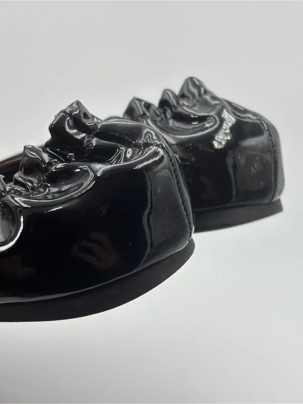 Tory Burch Black Patent‎ Leather Logo Ballet Flats Size 7.5/8 - Image 5