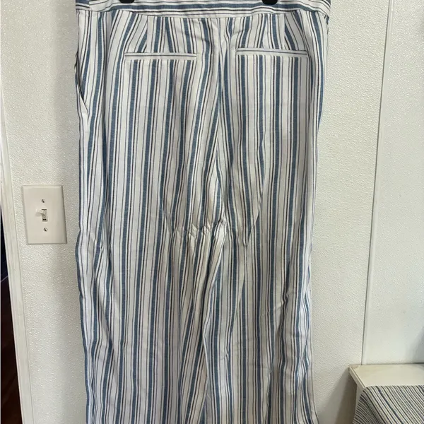LOFT Striped Blue and White Wide Leg Woman’s Pants NWOT Size 16 - Image 2