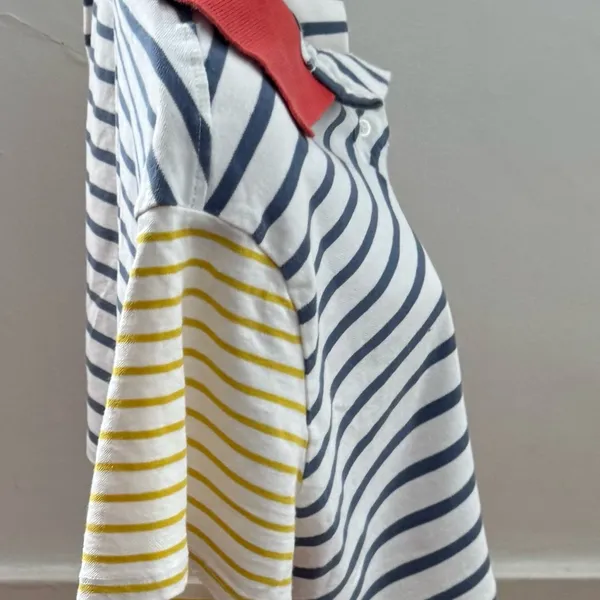 Wild Fable Striped colorblock cotton preppy cropped Polo with Red Collar, size S - Image 7