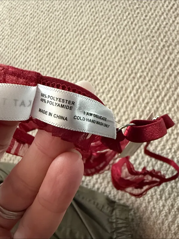 Kat the Label Size Extra Small XS Women's Sheer Floral Lace Bralette in Burgundy - Image 8