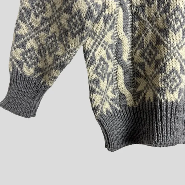 Vintage Eskimo Knitwear Women’s Gray White Wool Winter Pullover Sweater Size M - Image 5