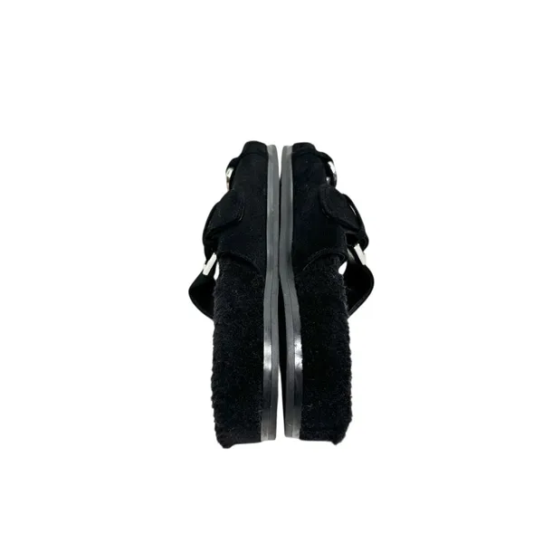 Marc Fisher LTD Fresno‎ Black Leather Faux Fur Chain Slide Sandals Size 6 - Image 7