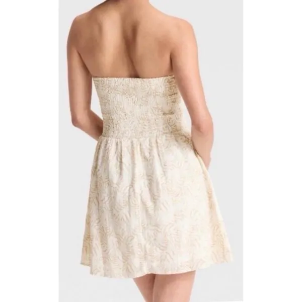 Universal Threads Sz M Floral Cream Smocked Lined Strapless Dress Beach Vacation - Image 2