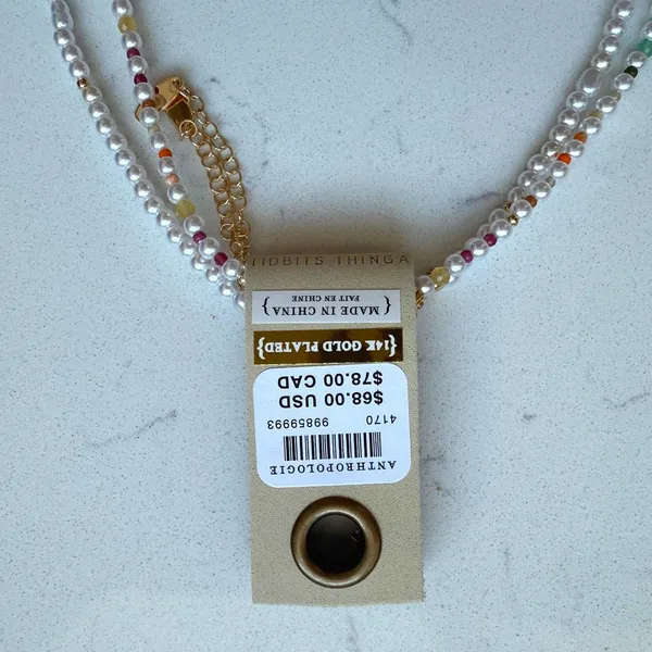Anthropologie Pearl Beaded Bubble Letter Lowercase Monogram Necklaces, Set of 2 - S - NWT‎ - Image 6