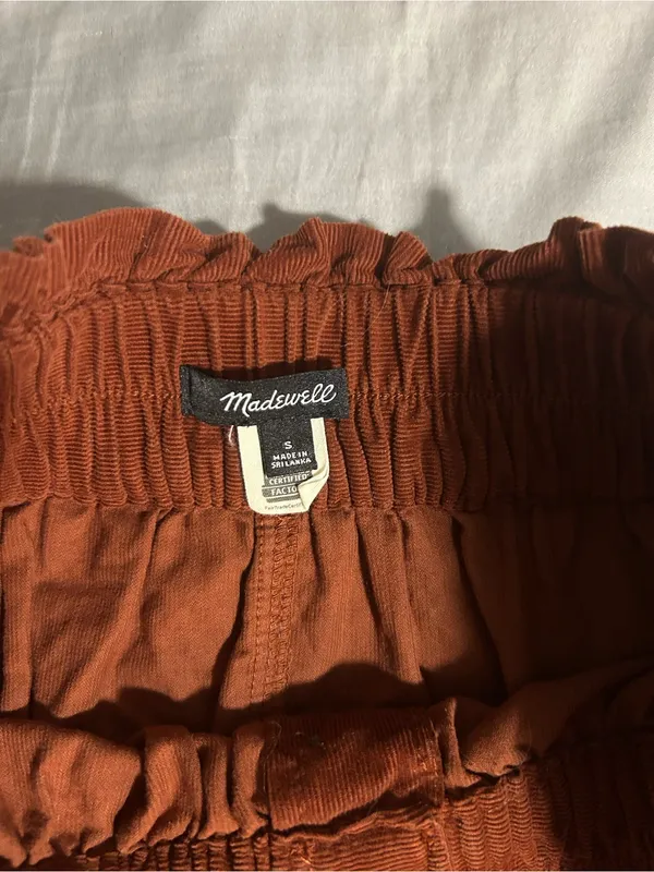 Madewell Button-Front Corduroy Burnt Orange Skirt Size S - Image 4