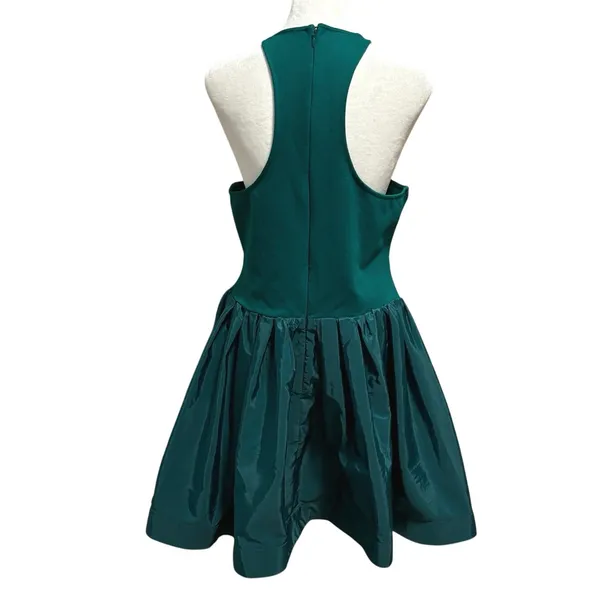 Maeve Size XL Halter Fit & Flare Mini Dress Green Holiday Taffeta Anthropologie - Image 4