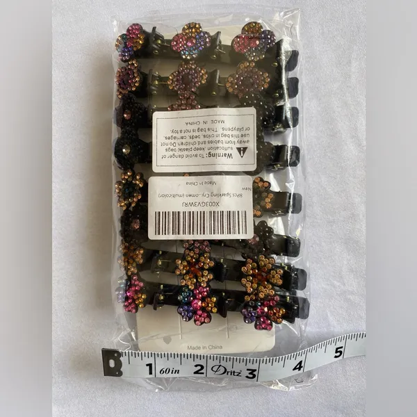 8pcs shiny crystal stone braided‎ four-leaf plastic hair clips - Image 3