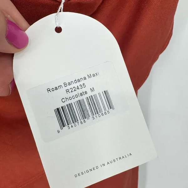 Revolve Rumer Roam Bandana‎ Maxi Linen Chocolate Brown Cutouts Dress Med NWT - Image 9