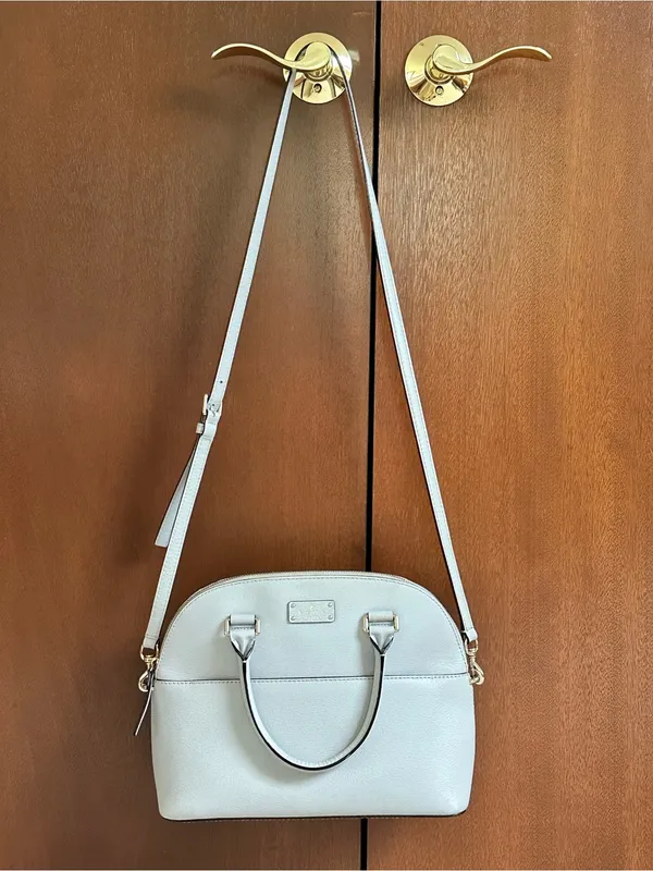 Kate Spade Grove Street Carli Gray Dome Leather Satchel with Crossbody Strap - Image 4