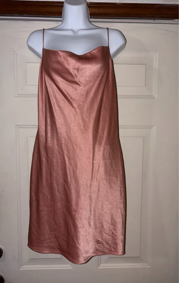 Alice + Olivia Harmony Draped Satin Crepe Mini Dress Rose Size 12 - Image 3