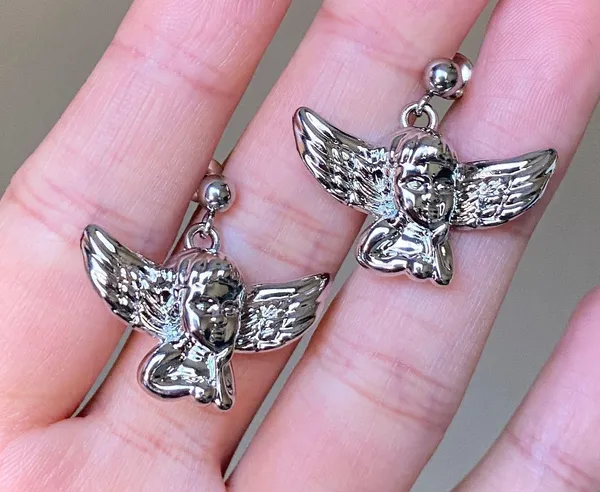 Handmade Kawaii y2k romance style angel/cherub dangle earring🌙👼 - Image 3