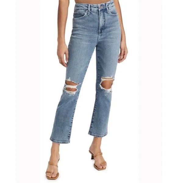 Good American Good Vintage High Rise Distressed Straight Leg Jeans- Size 0 (25) - Image 2