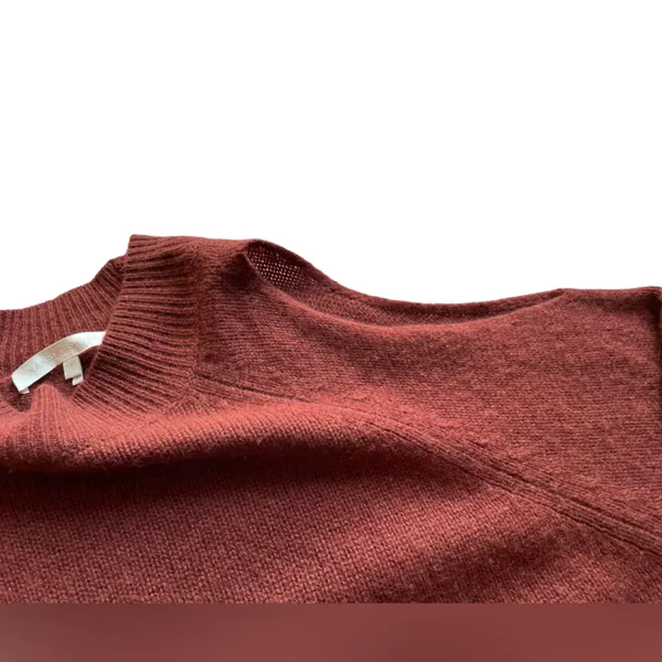 NAKEDCASHMERE Cold Shoulder Rust Brown Cashmere Sweater - Size Small - Image 3