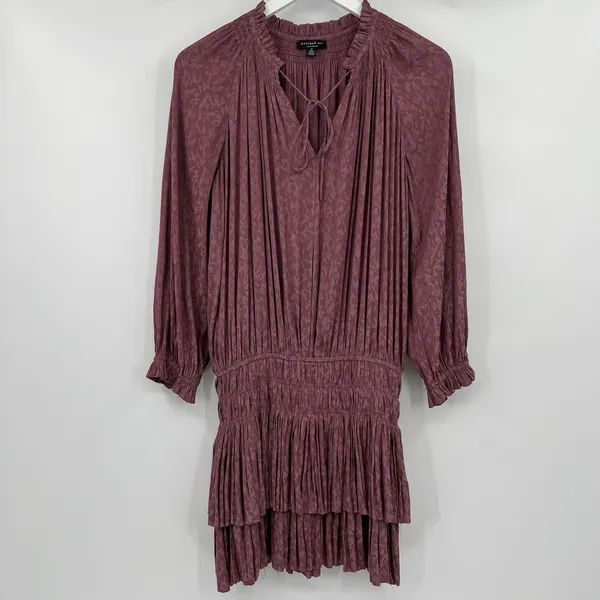 Current Air Anthropologie Aurelie Pleated Smocked‎ Waist Mini Dress Size Medium - Image 2