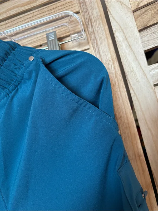 Caribbean Blue Cargo Pants 
 - Drawstring Waist Small - Image 3