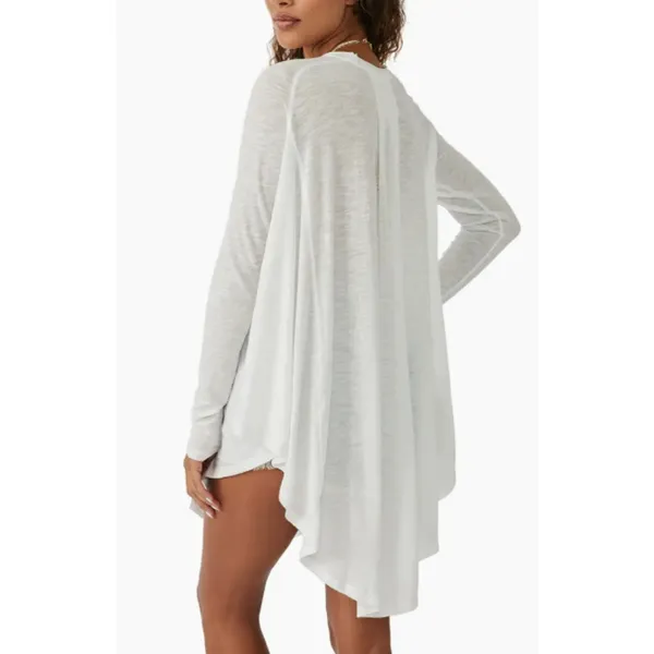 Free People We The Free Aria Trapeze White Boho Drapey Asymmetric Crewneck Top - Image 7