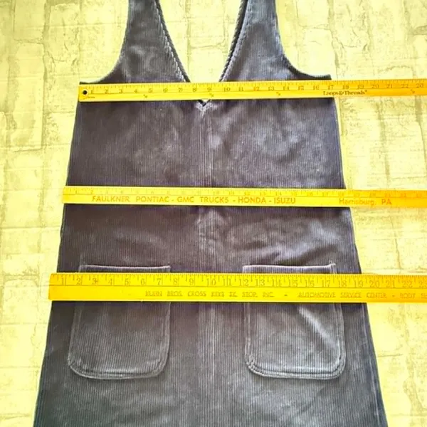 Marine Layer Leighton Navy Blue Corduroy V Neck Shift Pinafore Dress Pocket Sz M - Image 5