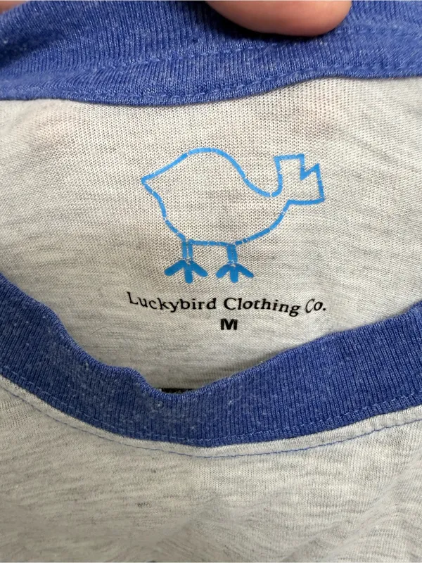 heather grey/blue three-quarter sleeve shirt featuring a "LOCAL" Gruene size M - Image 3