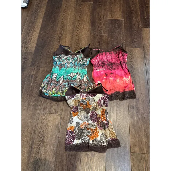 vintage Y2K butterfly medallion snake print XL camisole tank top lace trim x3 - Image 7