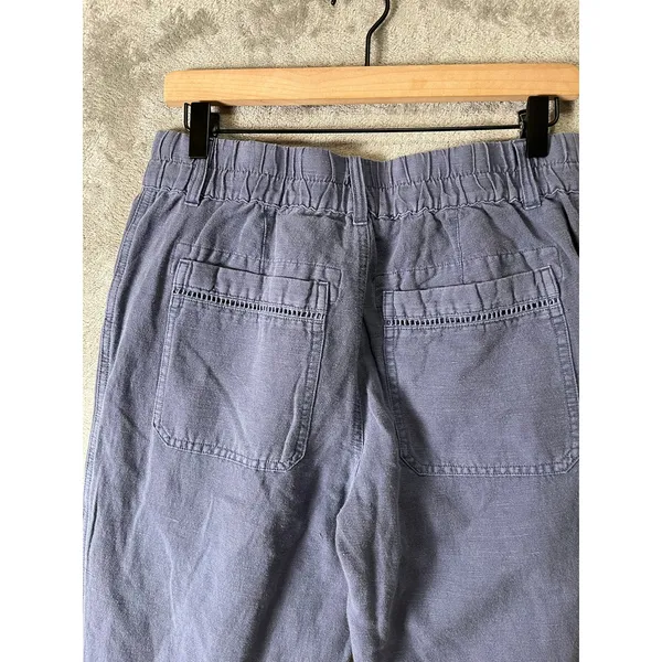 Sundance Linen Blend Button Front Tapered Pants Blue Boho Cottagecore Size 6 New - Image 4