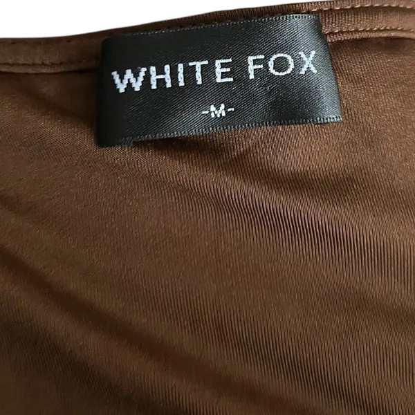 White Fox Brown Cutout Mini Dress Ruched Bodycon Sleeveless Party‎ Cocktail Sz M - Image 5