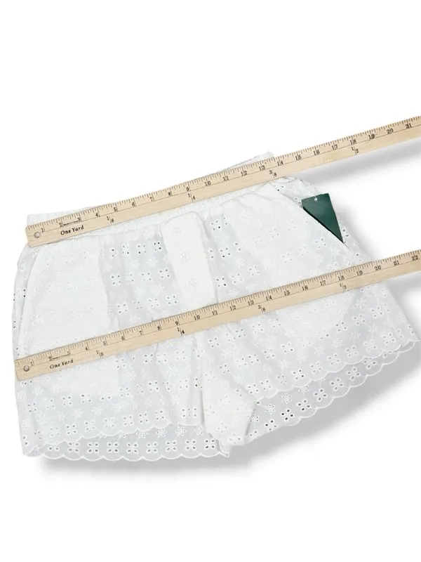 Wild Fable Eyelet Scallop Hem Boxer Shorts White XS‎ Cottagecore Elastic Pull On - Image 12