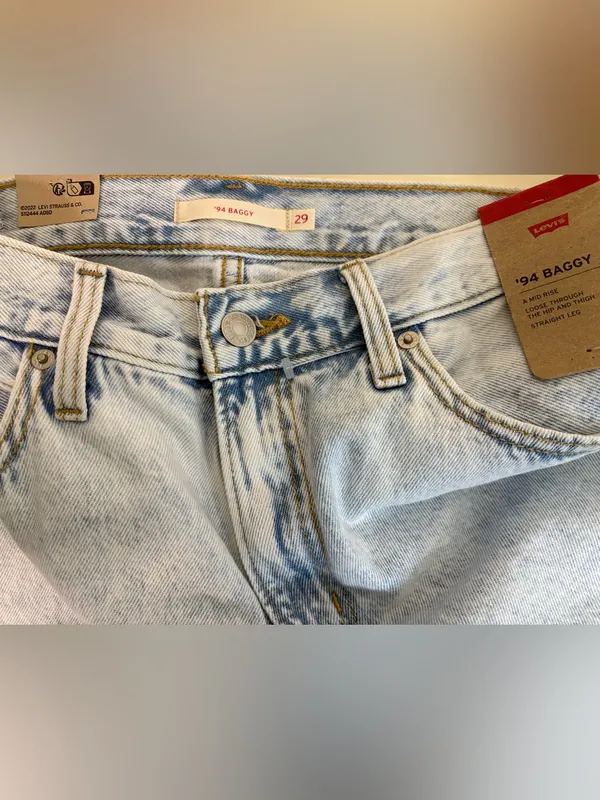 NWT Levi's 94 Baggy Straight Jeans in Light Wash Blue Sz 29 - Image 7