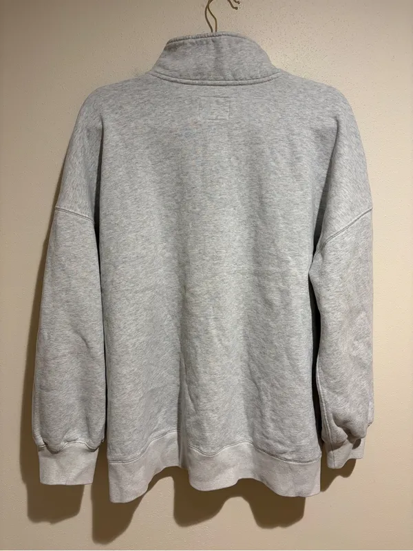 Abercrombie & Fitch Soft A&F Max Essentials Fleece Lined 1/4 Zip Sweatshirt Gray - Image 7