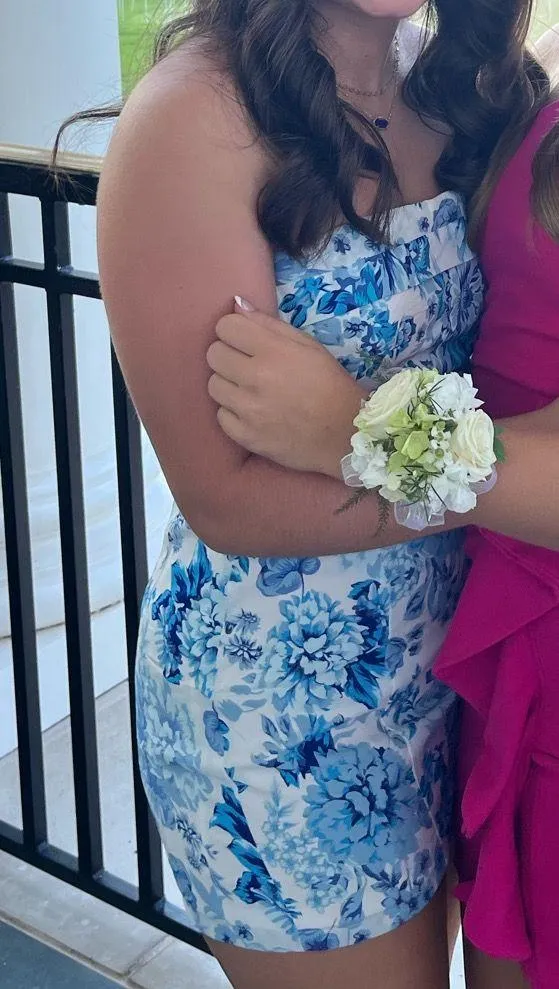 Mini Strapless Dress Blue - Image 2