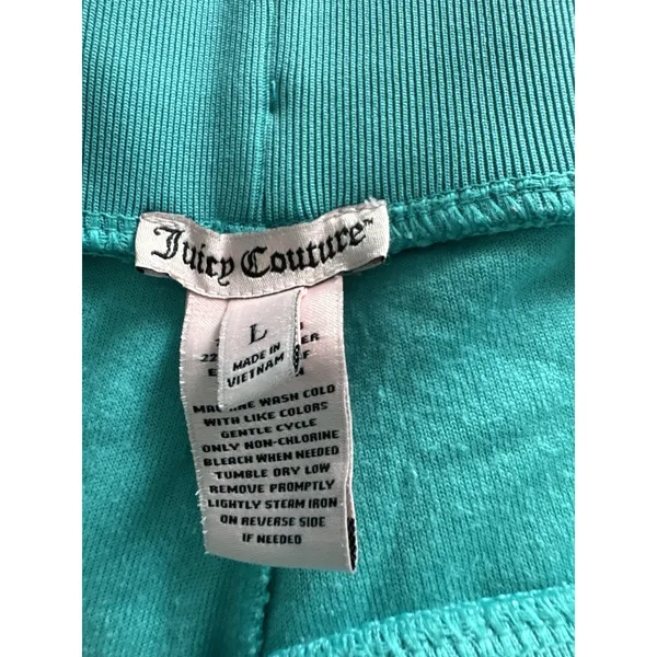 Juicy Couture Velour Pants Jogger Turquoise Blue Green Women's Large Y2K Sport - Image 2