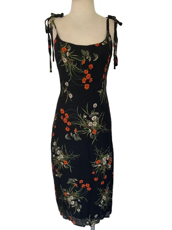 Reformation Besse Dress in Black Floral 6 Womens Midi - Image 5