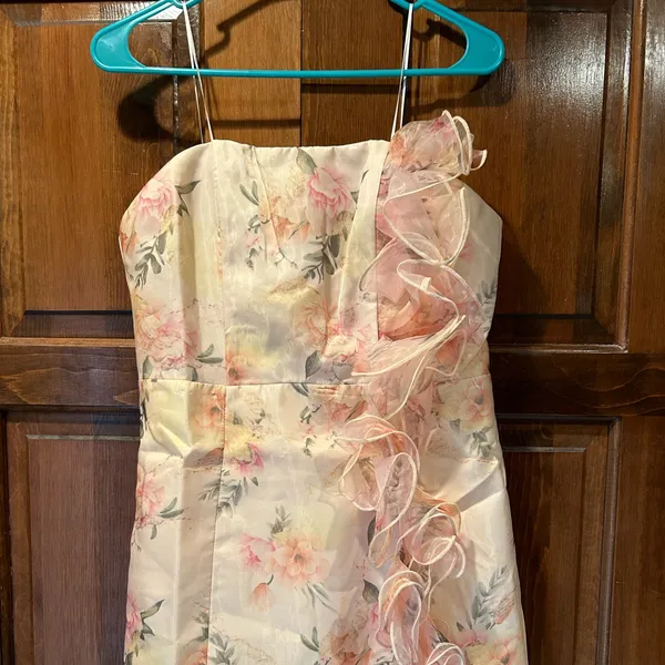 NWT Klesis Floral Tube Dress‎ L Large Strapless Statement Ruffle Mini Wedding - Image 5