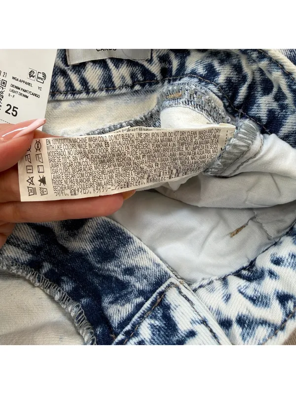 Forever 21 Premium Denim Cargo Jeans 25 Women Light Relaxed Fit Baggy Wide Y2K - Image 8
