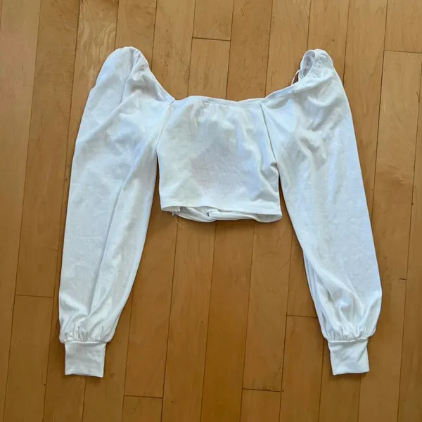 Princess Polly white long sleeve knit crop top - Image 4
