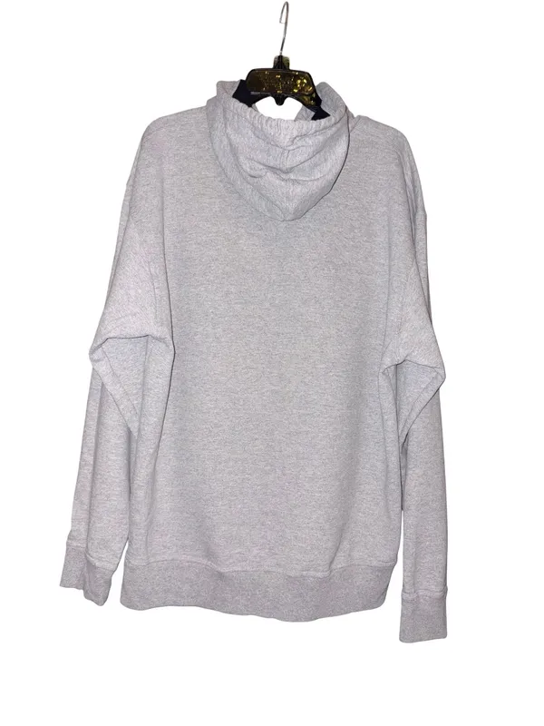 Champion Light Gray Pullover Hoodie with Red Script Logo - Image 2