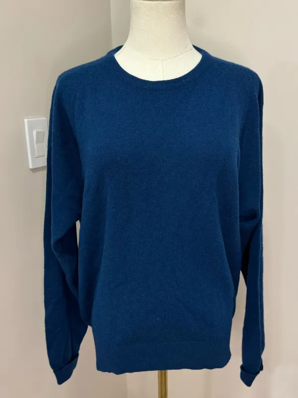 Vintage Danielle Martin 100% Cashmere Mock Neck Blue - Image 3