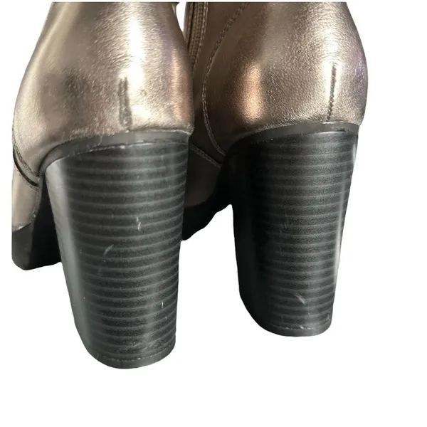 Madden NYC Women Gold Chrome Lace-Up Platform‎ Metallic Edgy Combat Boots Size 6 - Image 10