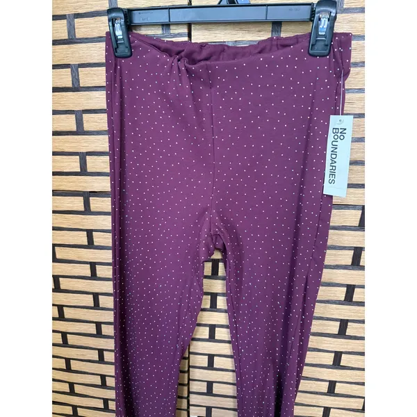 No Boundaries Burgundy Blingy‎ Flare Pull On Pants Size XS - Image 3