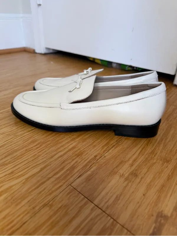 For Love & Lemons Helena Cream Leather Bow Loafers 39 US 8.5 NWOT - Image 5