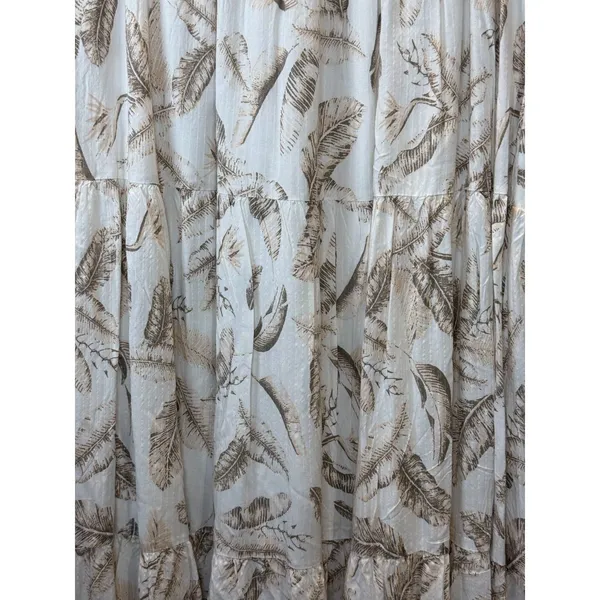 Elan Maxi Skirt Women XL Beige Lima Leaf Print Tiered Boho TP4152 New - Image 5