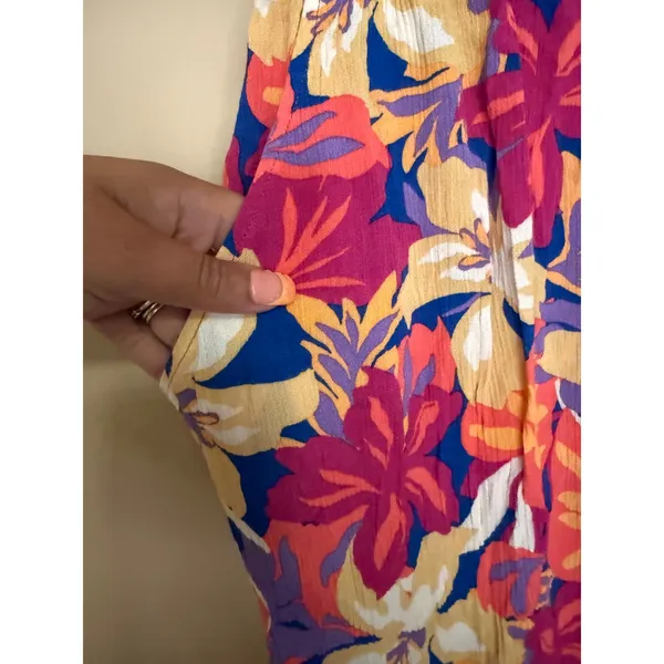 Rip Curl Womens S Tropical Floral Smocked High Waist Wide Leg Beach Pants Resort - Image 5