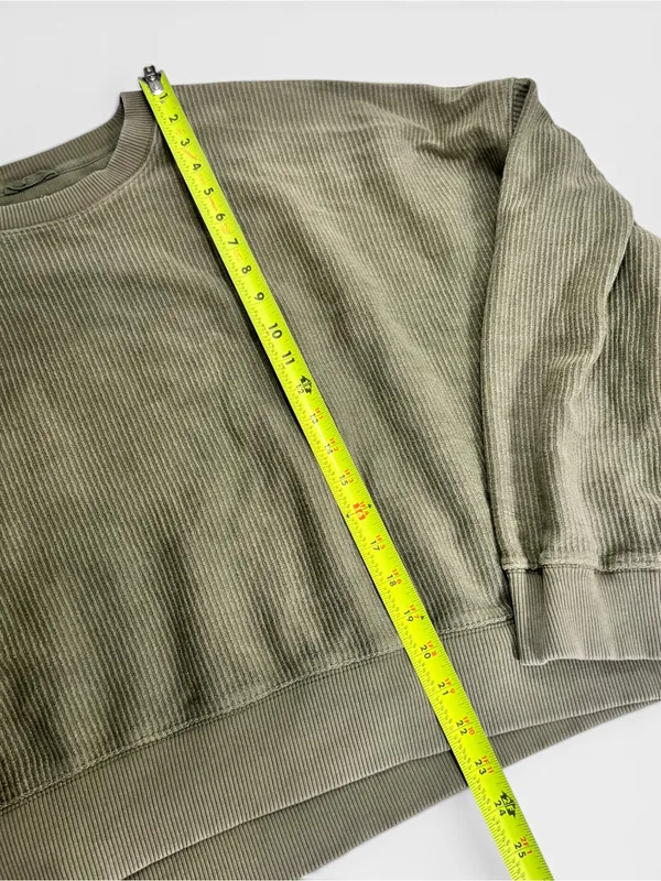 Aerie New Love Corded Cropped Crew Sweatshirt - olive green - Image 5