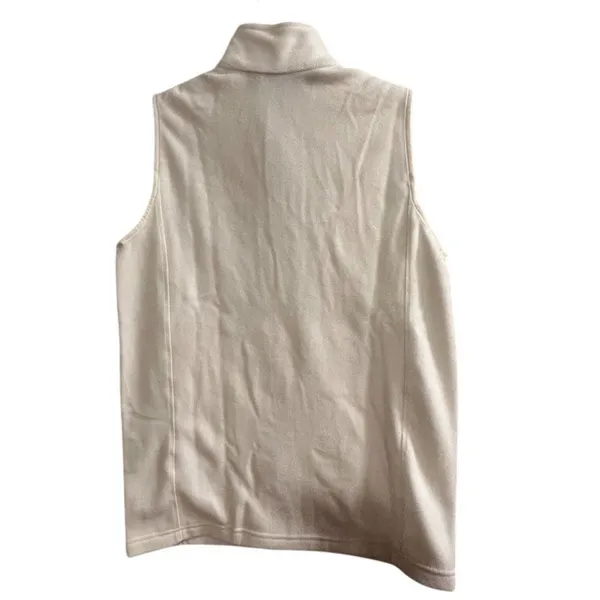 Lands' End Women's‎ Ivory Fleece Zip-Up Vest Size S Casual Fall Side Pockets - Image 2