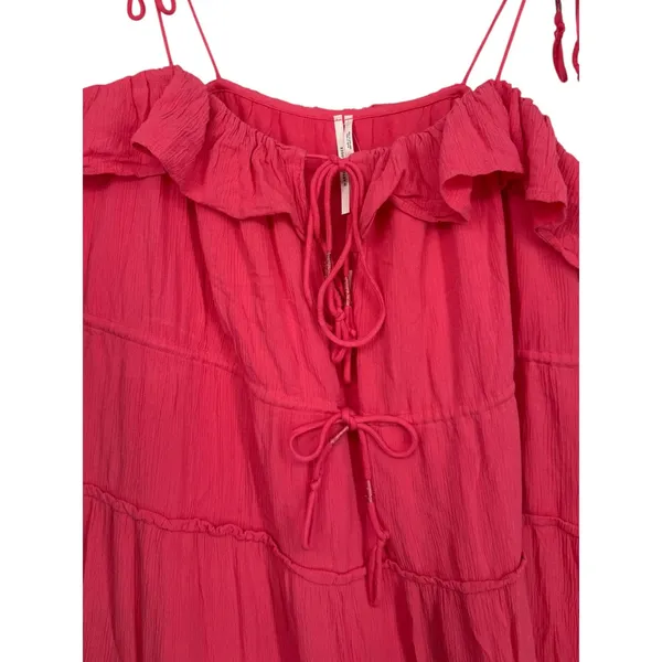 NWT Anthropologie Tiered Ruffle Maxi Dress Pink Size Small Boho Flowy Resortwear - Image 8