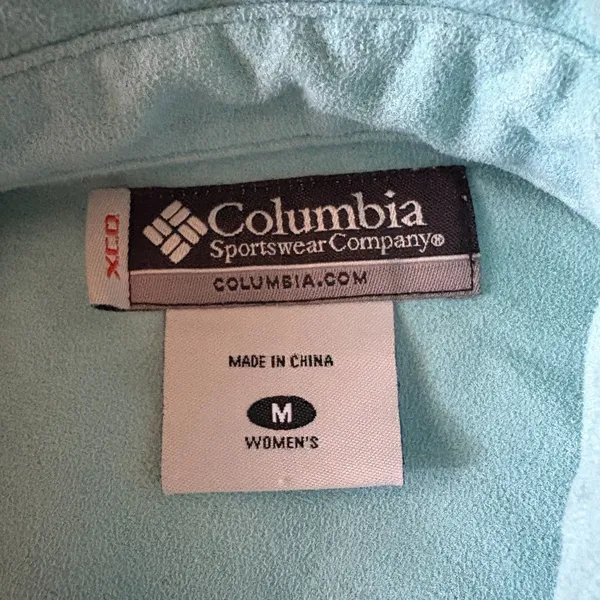 Columbia XCO Turquoise Blue Faux‎ Suede Western Pearl Snap Shirt Womens Medium - Image 4